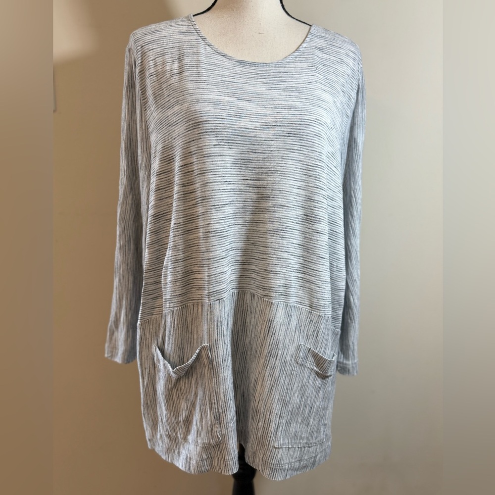 Women's Long Sleeve Tunic Tee - Light Heather Gray